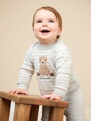 JoJo Maman Bébé Grey Knit Top & Bottom Set - Image 1 of 3