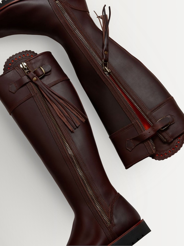 Penelope Chilvers lange brune støvler med kvaster i læder - Billede 4 af 4