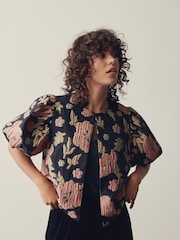 Mehrfarbig - Bubble Sleeve Cropped Jacket - Bild 1 von 8