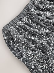 Silver Sequin Velvet Wide Leg Trousers - Image 2 of 3
