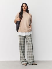 Neutral Check Smart Wide Leg Trousers - Image 1 of 8