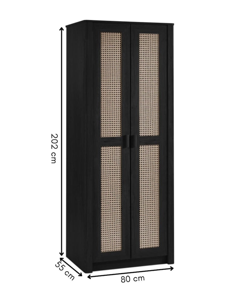 Julian Bowen Black Sydney 2 Door Wardrobe - Image 11 of 11