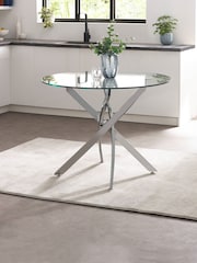 Julian Bowen Silver Clear Anderson Round Glass Dining Table - Image 1 of 5