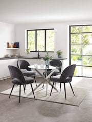 Julian Bowen Silver Clear Anderson Round Glass Dining Table - Image 2 of 5