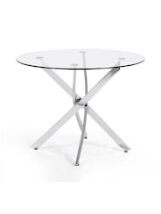 Julian Bowen Silver Clear Anderson Round Glass Dining Table - Image 3 of 5