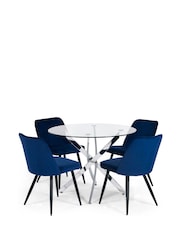 Julian Bowen Silver Clear Anderson Round Glass Dining Table - Image 4 of 5