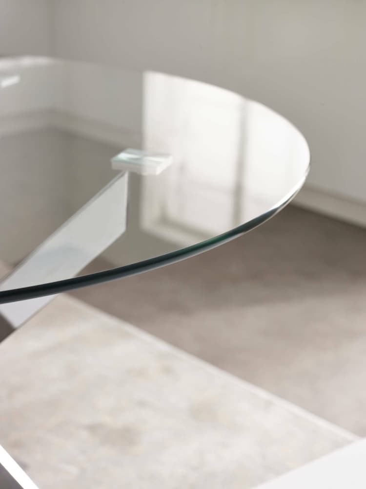 Julian Bowen Silver Clear Anderson Round Glass Dining Table - Image 5 of 5