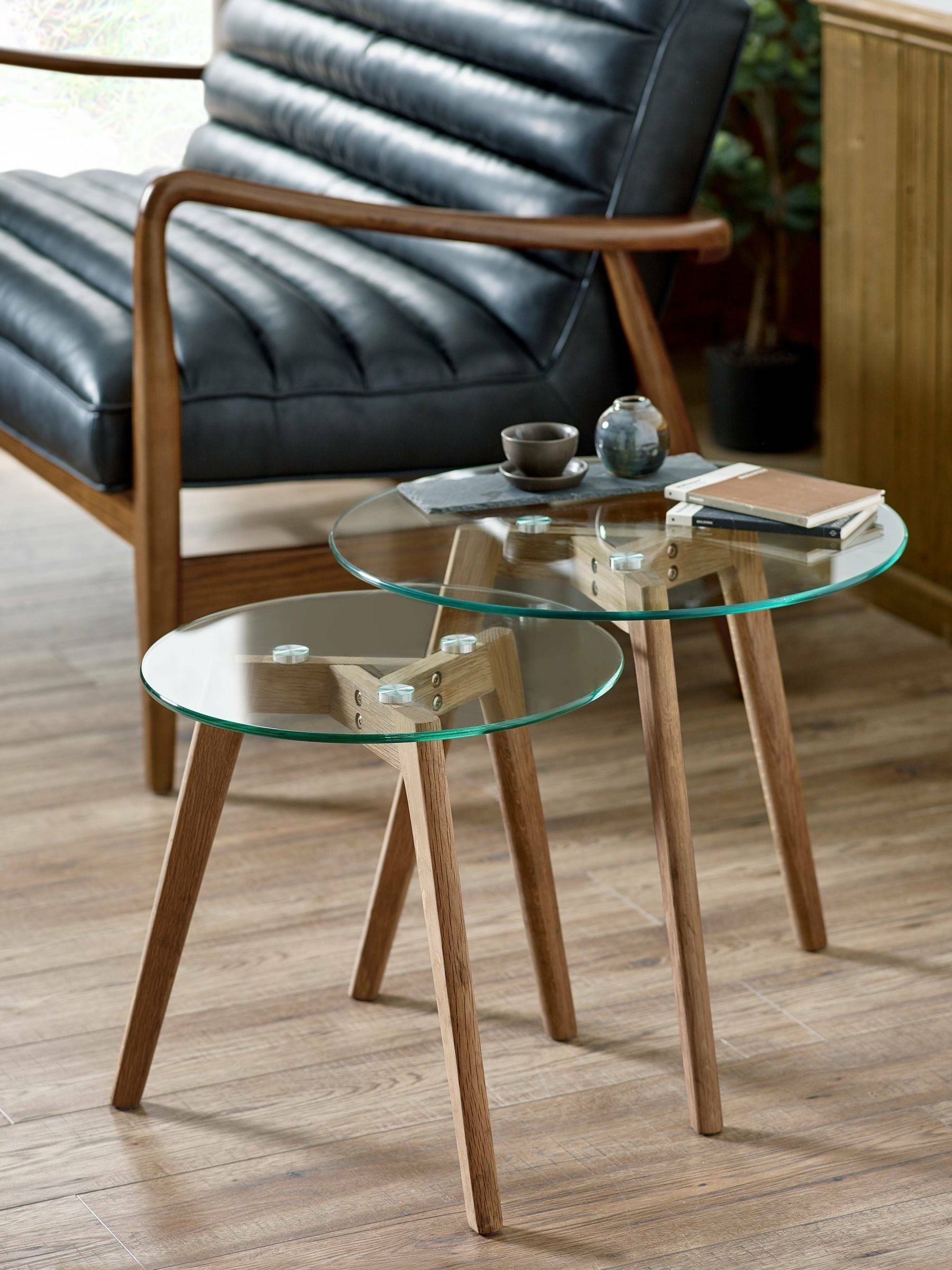Julian Bowen Oak Nest of Tables Set of 2 Dark Brown - Image 6