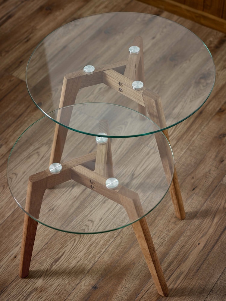 Julian Bowen Dark Brown Clear Bryant Nest of 2 Table - Image 2 of 7