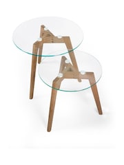 Julian Bowen Dark Brown Clear Bryant Nest of 2 Table - Image 4 of 7
