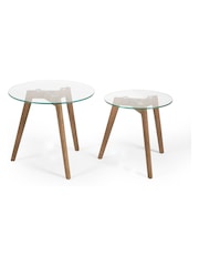 Julian Bowen Dark Brown Clear Bryant Nest of 2 Table - Image 5 of 7