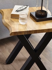 Julian Bowen Oak Black Harvey Lamp Table - Image 2 of 5
