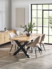 Julian Bowen Oak Black Harvey Dining Table - Image 1 of 6
