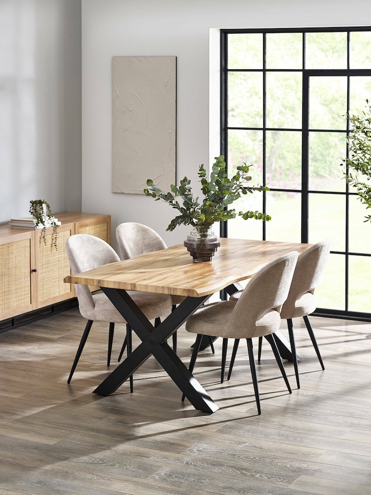 Julian Bowen Oak Black Harvey Dining Table - Image 1 of 6