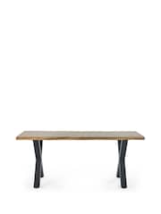 Julian Bowen Oak Black Harvey Dining Table - Image 3 of 6