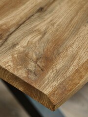 Julian Bowen Oak Black Harvey Dining Table - Image 5 of 6