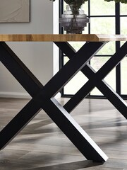 Julian Bowen Oak Black Harvey Dining Table - Image 6 of 6