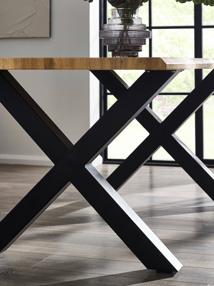 Julian Bowen Oak Black Harvey Dining Table - Image 6 of 6