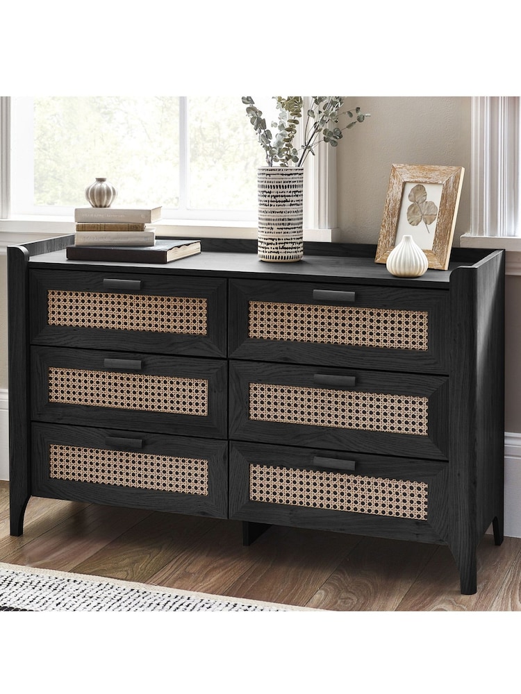 Julian Bowen Black Sydney 6 Drawer Wide Chest - Image 1 of 7