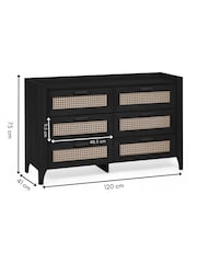 Julian Bowen Black Sydney 6 Drawer Wide Chest - Image 3 of 7
