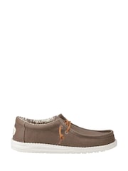HEYDUDE Wally Waxed Canvas Brown Shoes - Image 1 of 4