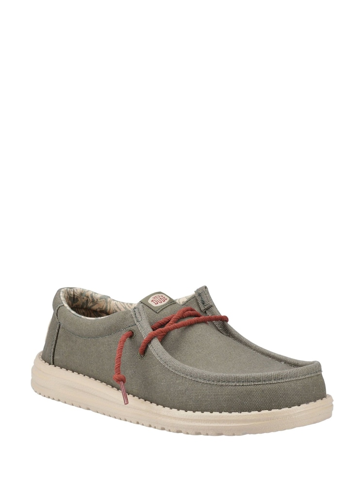 HEYDUDE Green Wally Waxed Canvas Shoes - Image 2 of 4