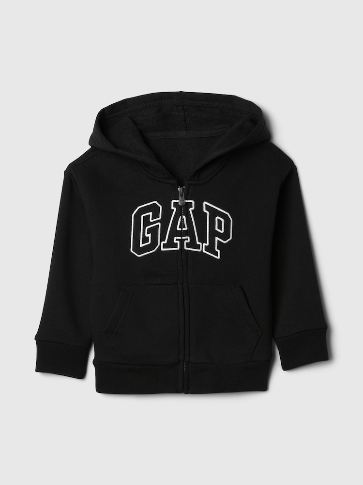 Gap Black & White Zip Up Logo Fleece-Lined Hoodie (6mths-5yrs) - Image 1 of 3