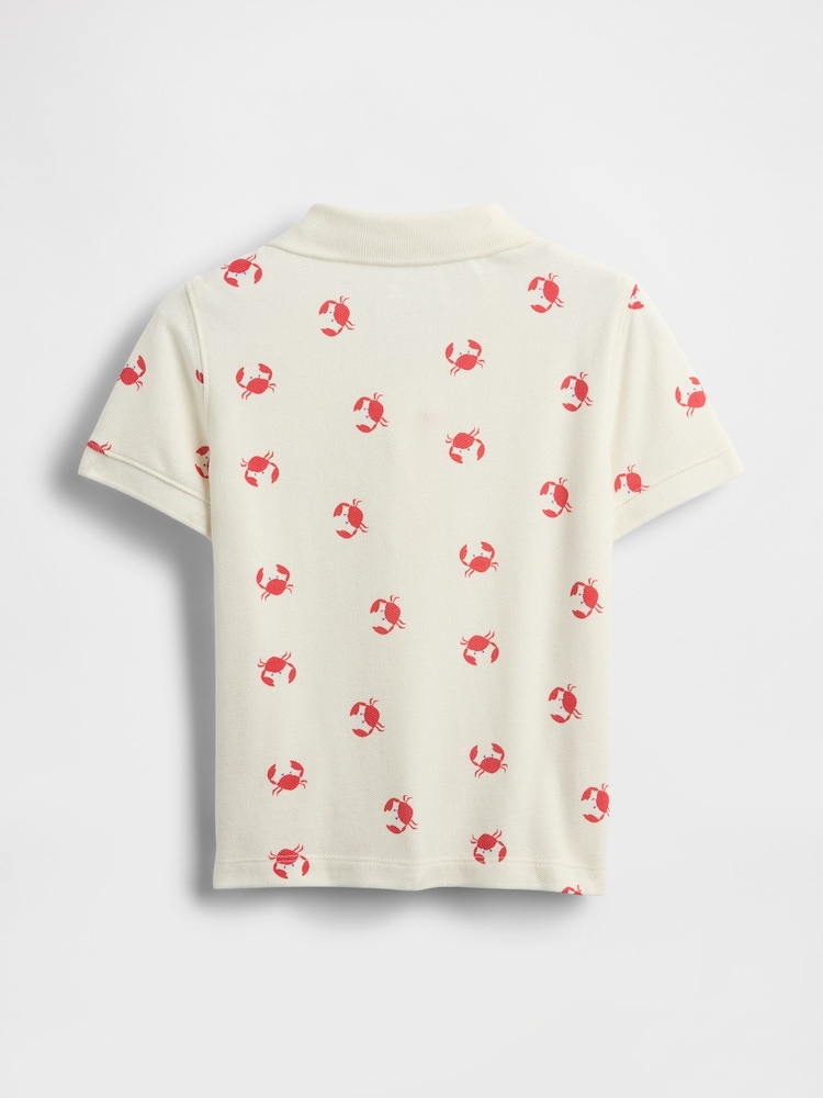 Gap White Crab Print Brannan Bear Short Sleeve Pique Polo Shirt (6mths-5yrs) - Image 2 of 3