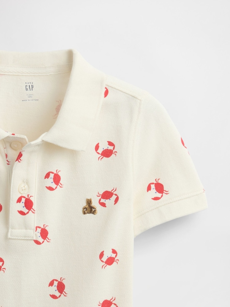 Gap White Crab Print Brannan Bear Short Sleeve Pique Polo Shirt (6mths-5yrs) - Image 3 of 3