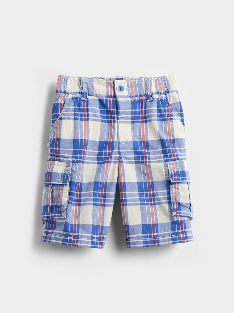 Gap Blue Check Pull On Cargo Shorts (6mths-5yrs) - Image 1 of 3