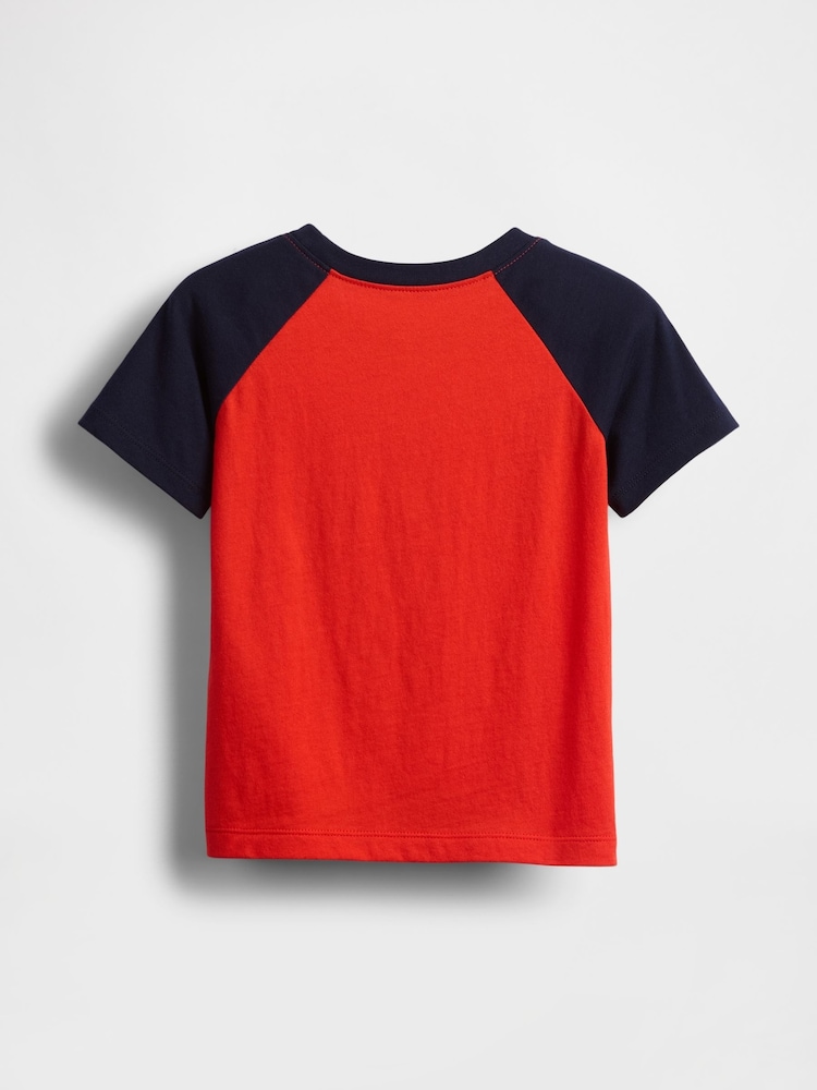 Gap Red Shark Logo Colourblock T-Shirt (6mths-5yrs) - Image 2 of 3 Gap Red Shark Logo Colourblock T-Shirt (6mths-5yrs) - Image 2 of 3