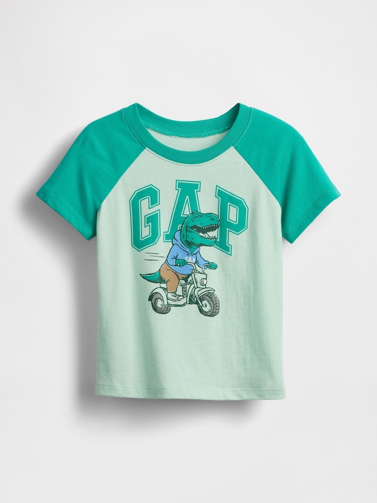 Gap Green Dinosaur Logo Colourblock T-Shirt (6mths-5yrs) - Image 1 of 2