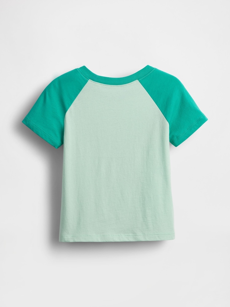 Gap Green Dinosaur Logo Colourblock T-Shirt (6mths-5yrs) - Image 2 of 2