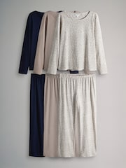 The Set Brown/Navy/Animal 3 Pack Long Sleeve Jersey Pyjamas Set - Image 1 of 9