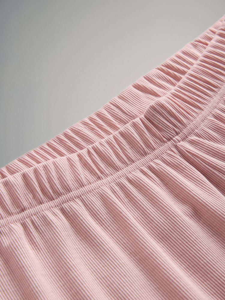 The Set Baby Pink/Stripe 2 Pack Soft Touch Ribbed Long Sleeve Long Leg Pyjamas - Image 7 of 7