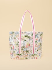 Joules Promenade Palm Print Canvas Tote Bag - Image 1 of 8
