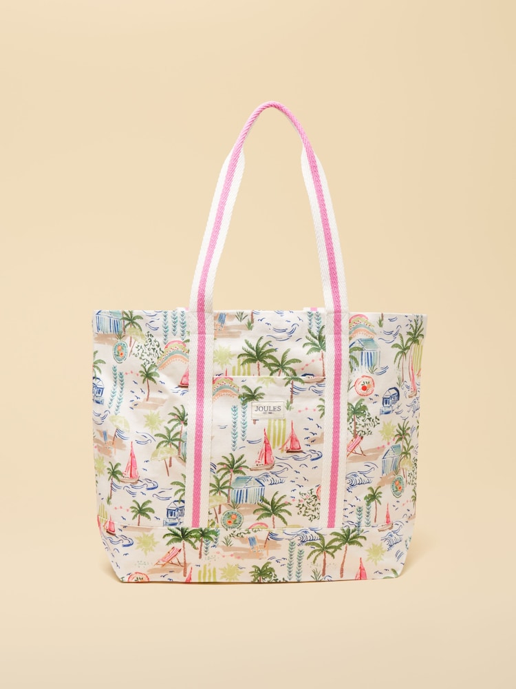 Joules Promenade Palm Print Canvas Tote Bag - Image 1 of 8