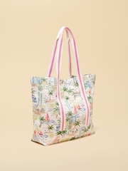 Joules Promenade Palm Print Canvas Tote Bag - Image 5 of 8