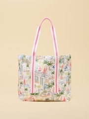 Joules Promenade Palm Print Canvas Tote Bag - Image 6 of 8