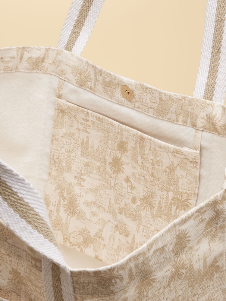 Neutral Toile De Jouy - Joules Promenade Canvas-Tote-Bag - Bild 8 von 8
