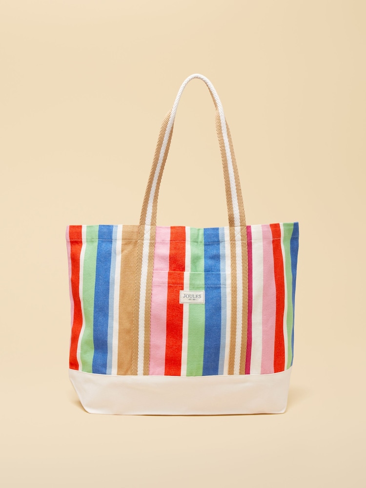 Joules Promenade Multi Stripe Canvas Tote Bag - Image 1 of 8