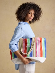 Joules Promenade Multi Stripe Canvas Tote Bag - Image 3 of 8