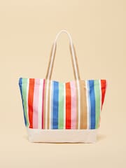 Joules Promenade Multi Stripe Canvas Tote Bag - Image 6 of 8