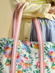 Joules Promenade Floral Canvas Beach Tote Bag - Image 3 of 3