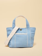 Joules Blue Mini Crossbody Cotton Tote Bag - Image 1 of 9