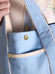 Joules Blue Mini Crossbody Cotton Tote Bag - Image 4 of 9
