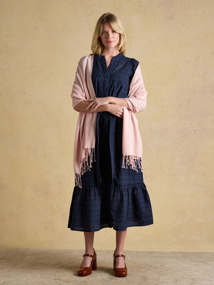 Joules Ascot Pink Pashmina Large Scarf - Image 2 of 6 Joules Ascot Pink Pashmina Large Scarf - Image 2 of 6