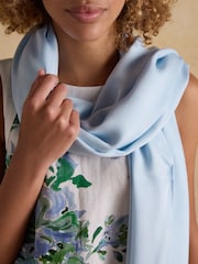 Joules Ascot Blue Large Lightweight Wrap Scarf - Image 5 of 6