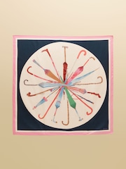 Joules Bloomfield Cream & Navy Printed Square 100% Silk Scarf - Image 7 of 7