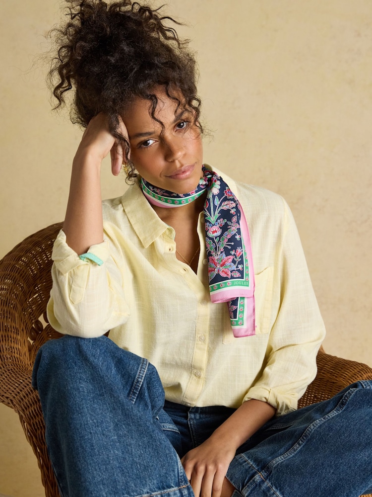 Joules Highgrove Navy & Pink Floral 100% Silk Printed Scarf - Image 2 of 6 Joules Highgrove Navy & Pink Floral 100% Silk Printed Scarf - Image 2 of 6